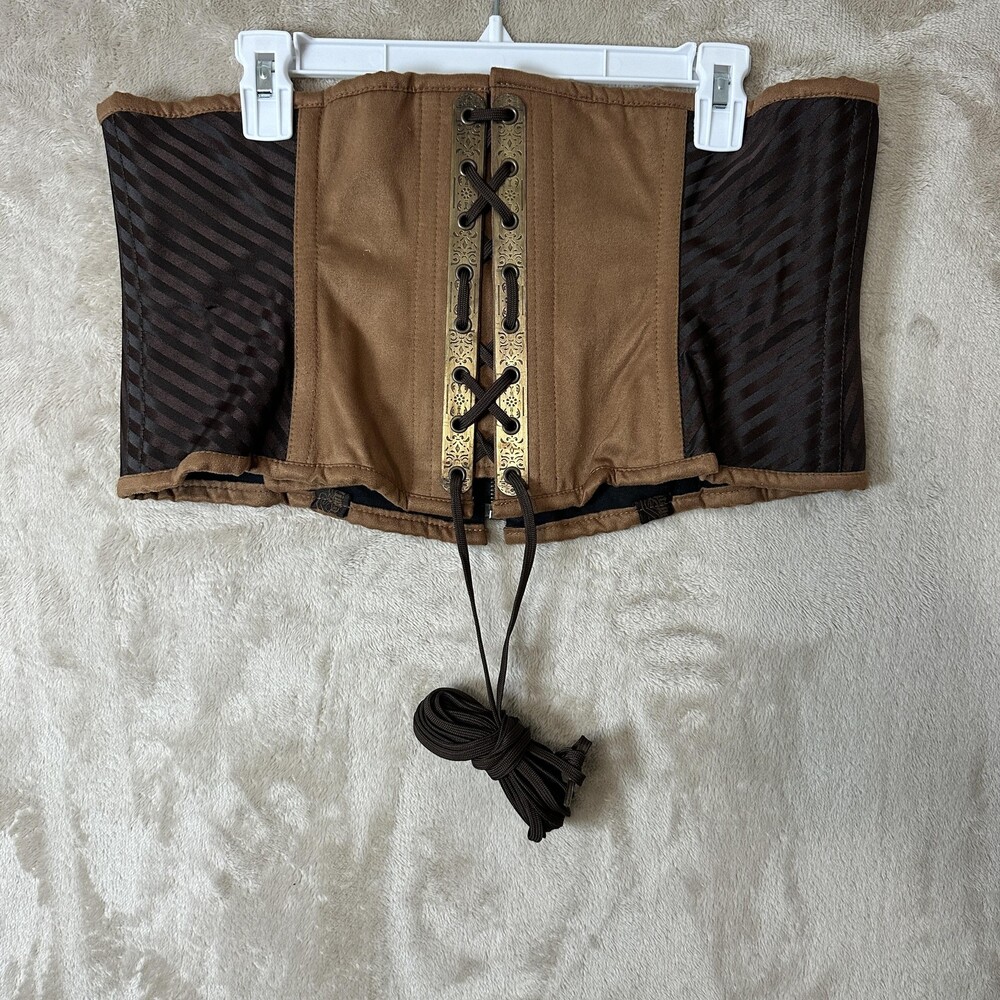 Vintage Goth Corset Waist Cincher Belt Womens 4XL Brown Steampunk Gothic